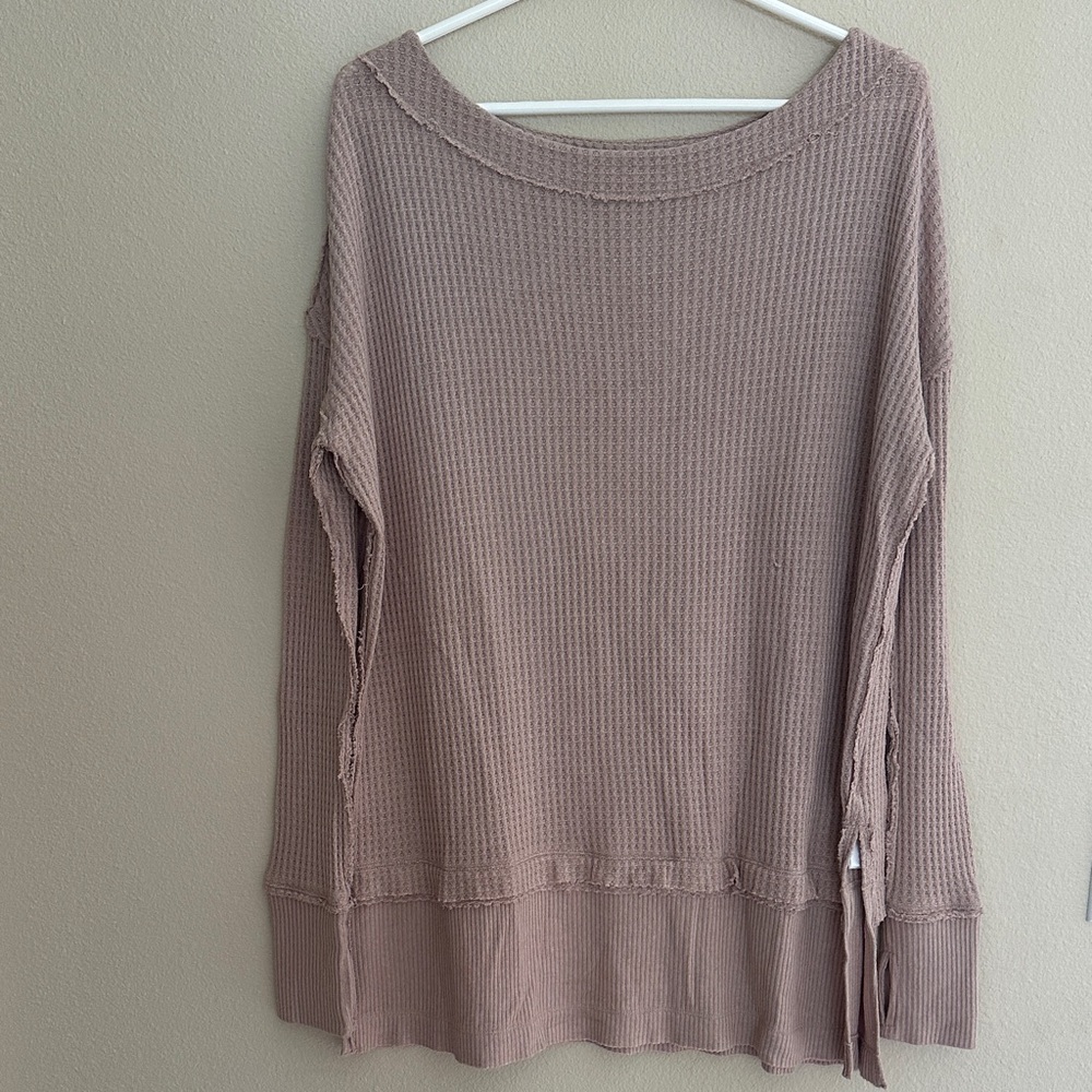 We The Free Textured Knit Top in Taupe XS EUC